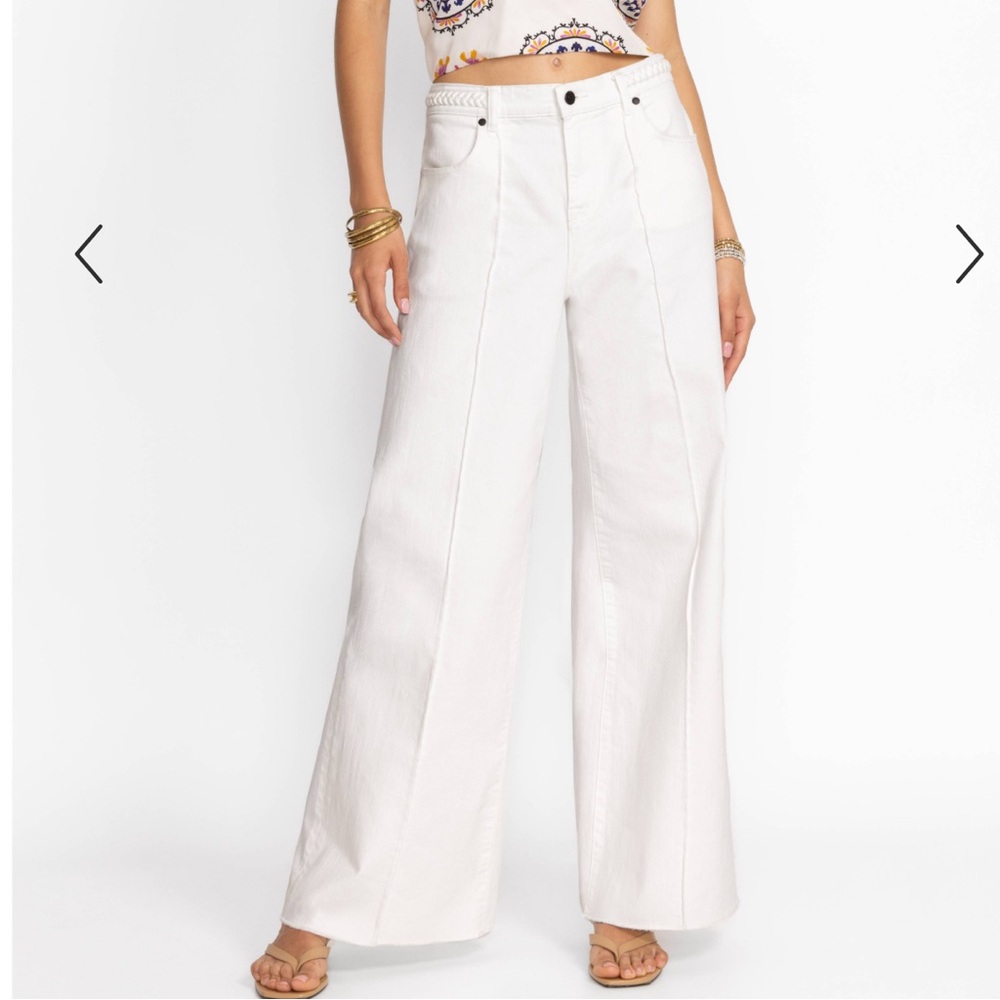 Johnny Was The Braided White Wide Leg Jeans